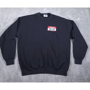 Vintage Lee Heavyweight Sweatshirt Adult XL Black Hello My Name Is Bob Tag USA